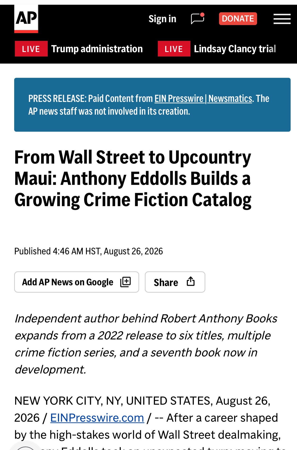 AP Reports on Anthony